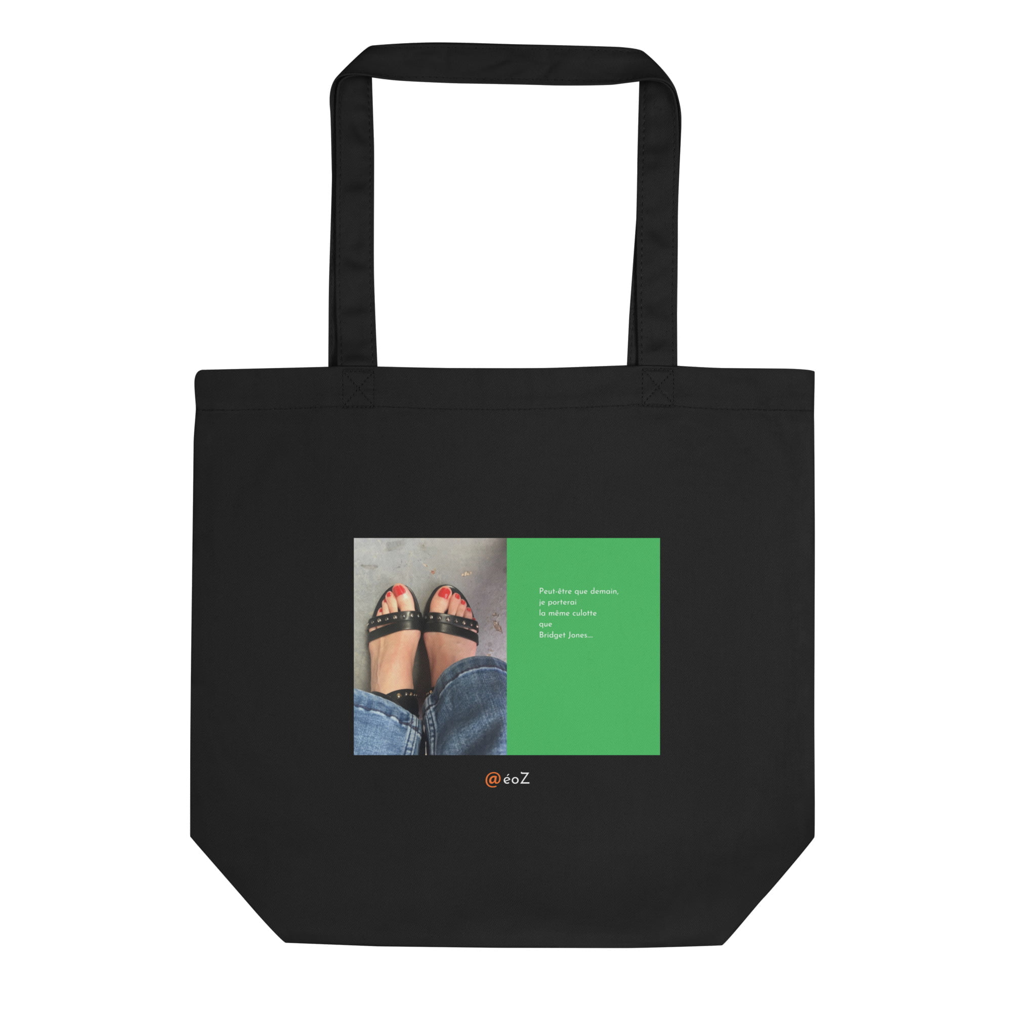 Tote Bag noir en coton Bio EoZ Créations Originales « Peut-être que demain… »