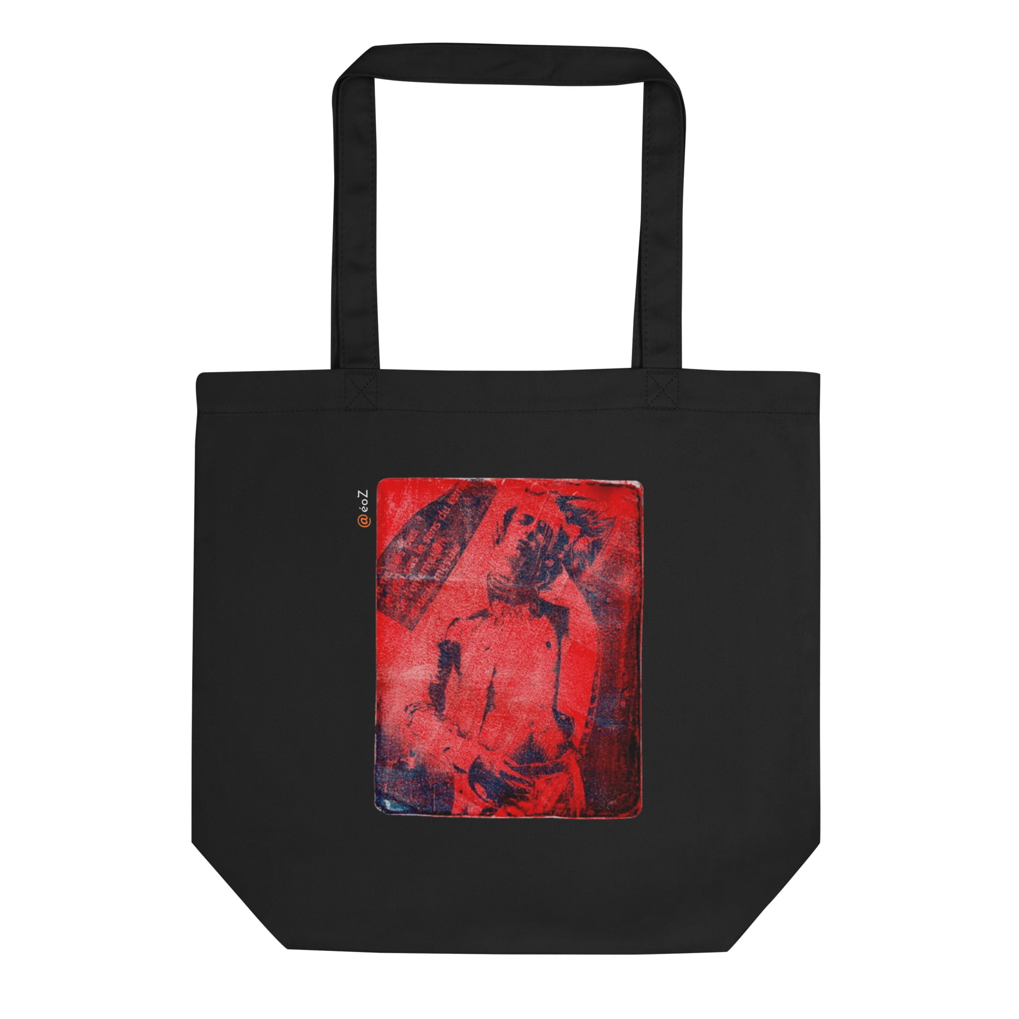 Tote Bag noir en coton Bio EoZ Créations Originales "Boy Rouge"