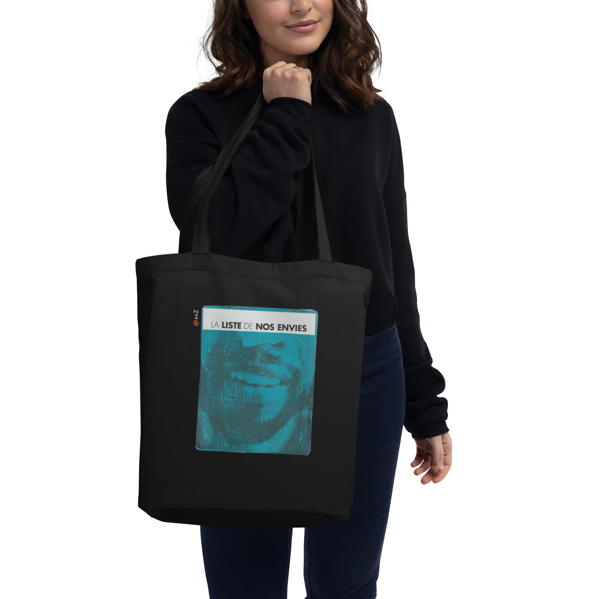 Tote Bag Bio EoZ Créations Originales « La Liste de nos Envies » porté