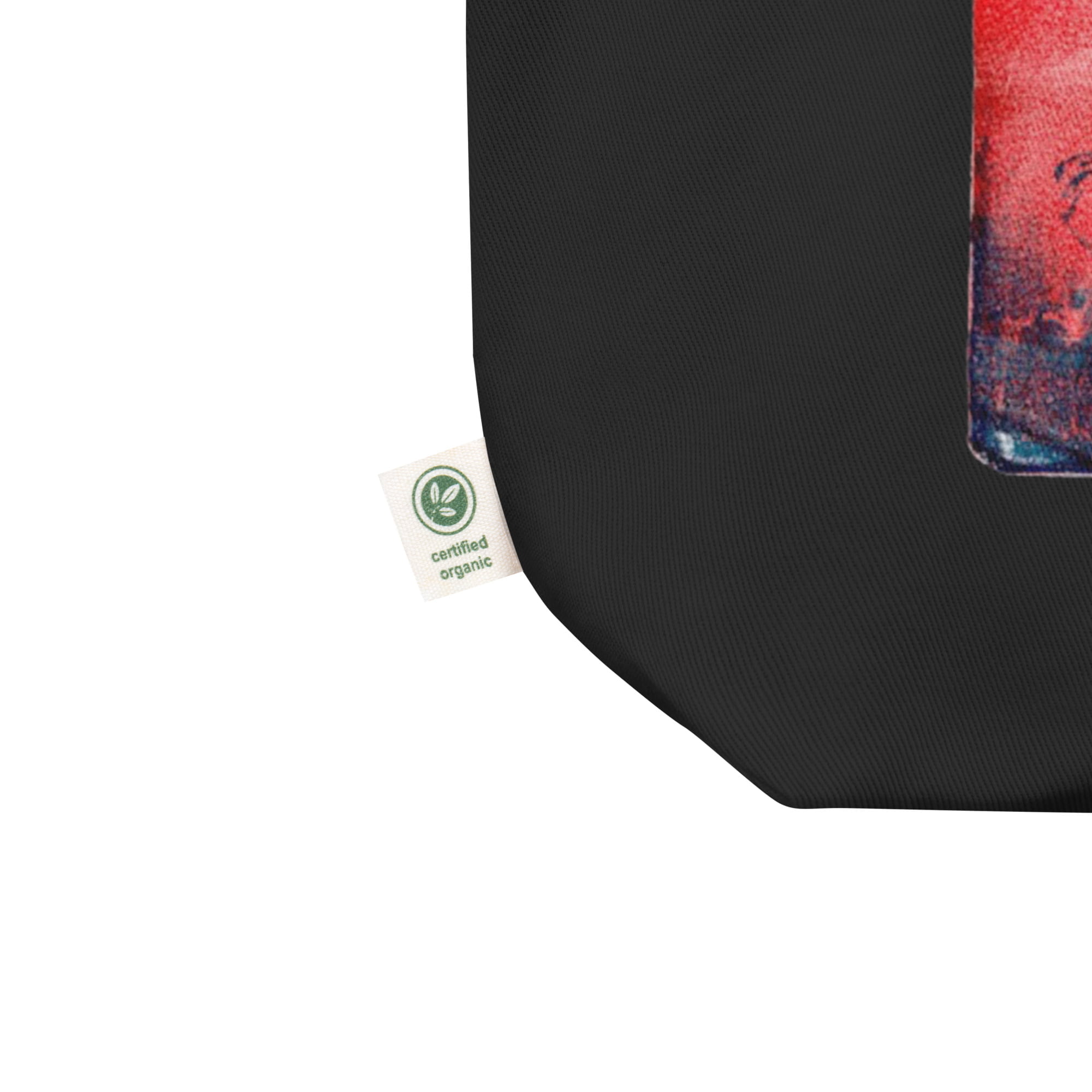 Tote Bag noir en coton Bio EoZ Créations Originales «Boy Rouge» coin bio