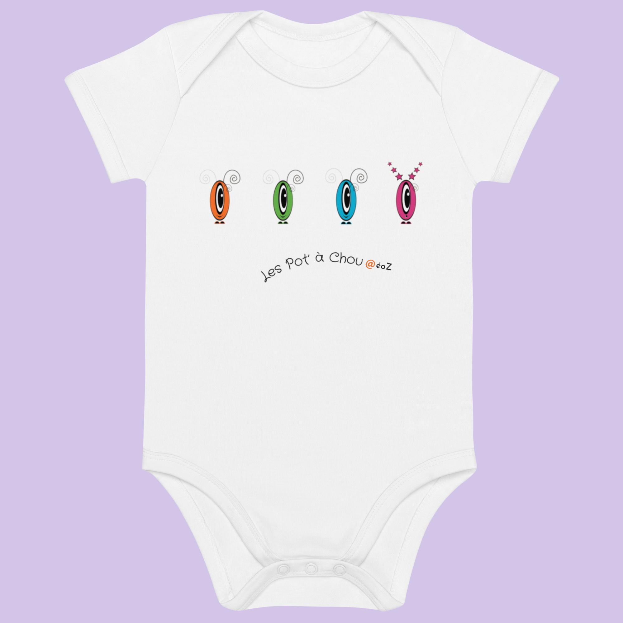 Body Les 4 Pot’ à Chou bleu en coton Bio