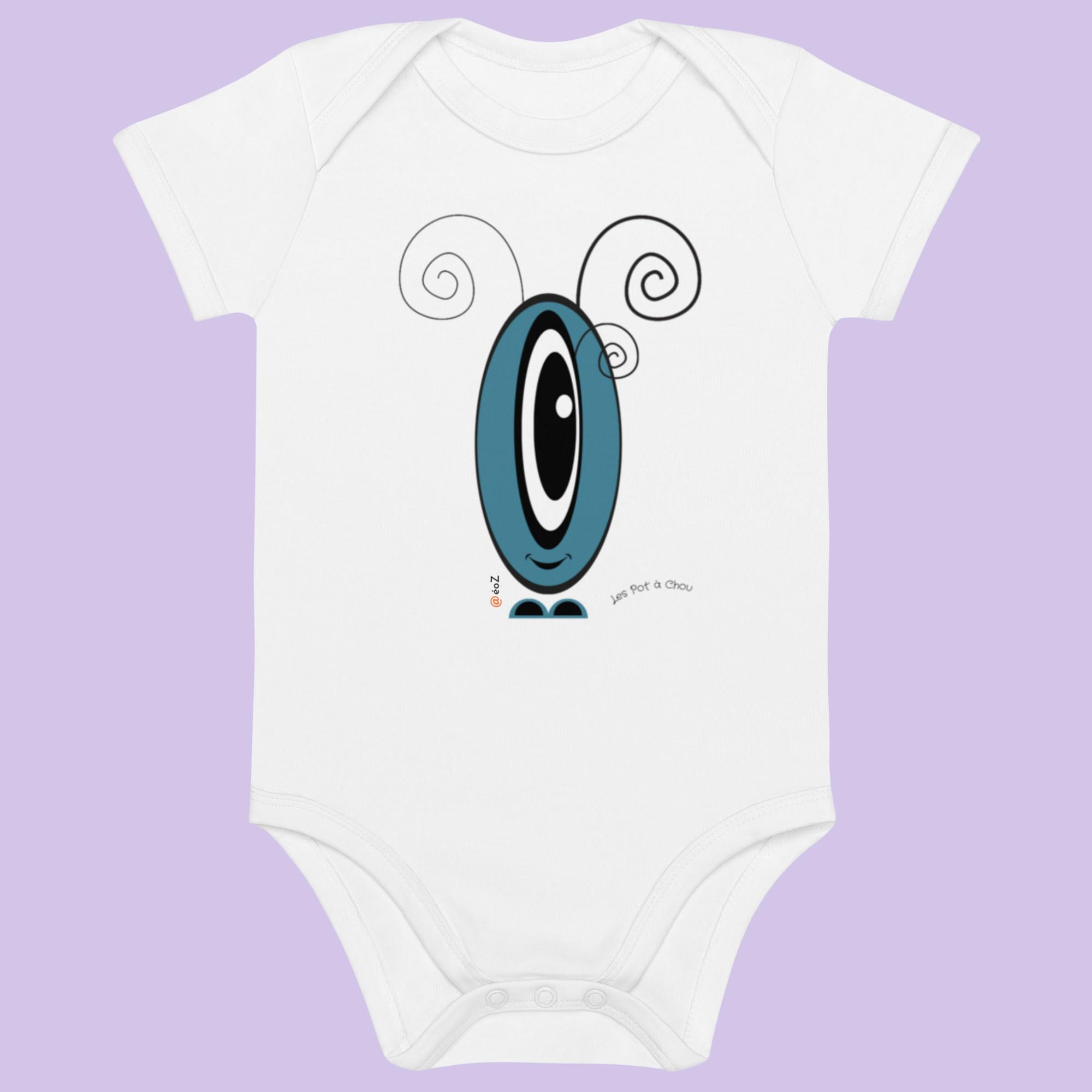 Body Les Pot’ à Chou bleu gris en coton Bio