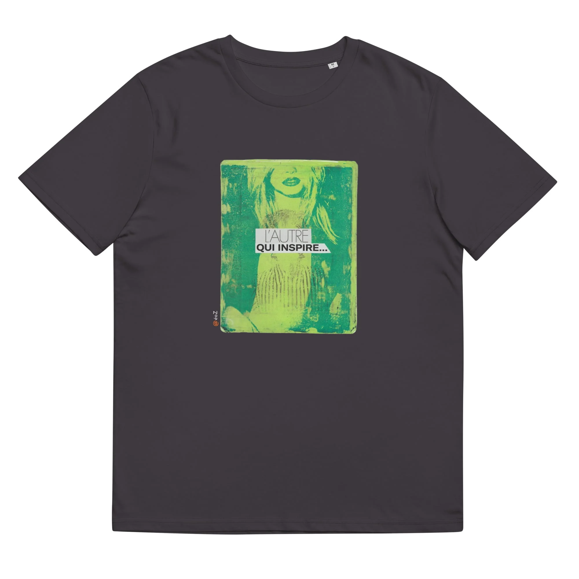 T-shirt unisexe anthracite Eoz Créations Originales « L’ Autre qui inspire » en coton biologique