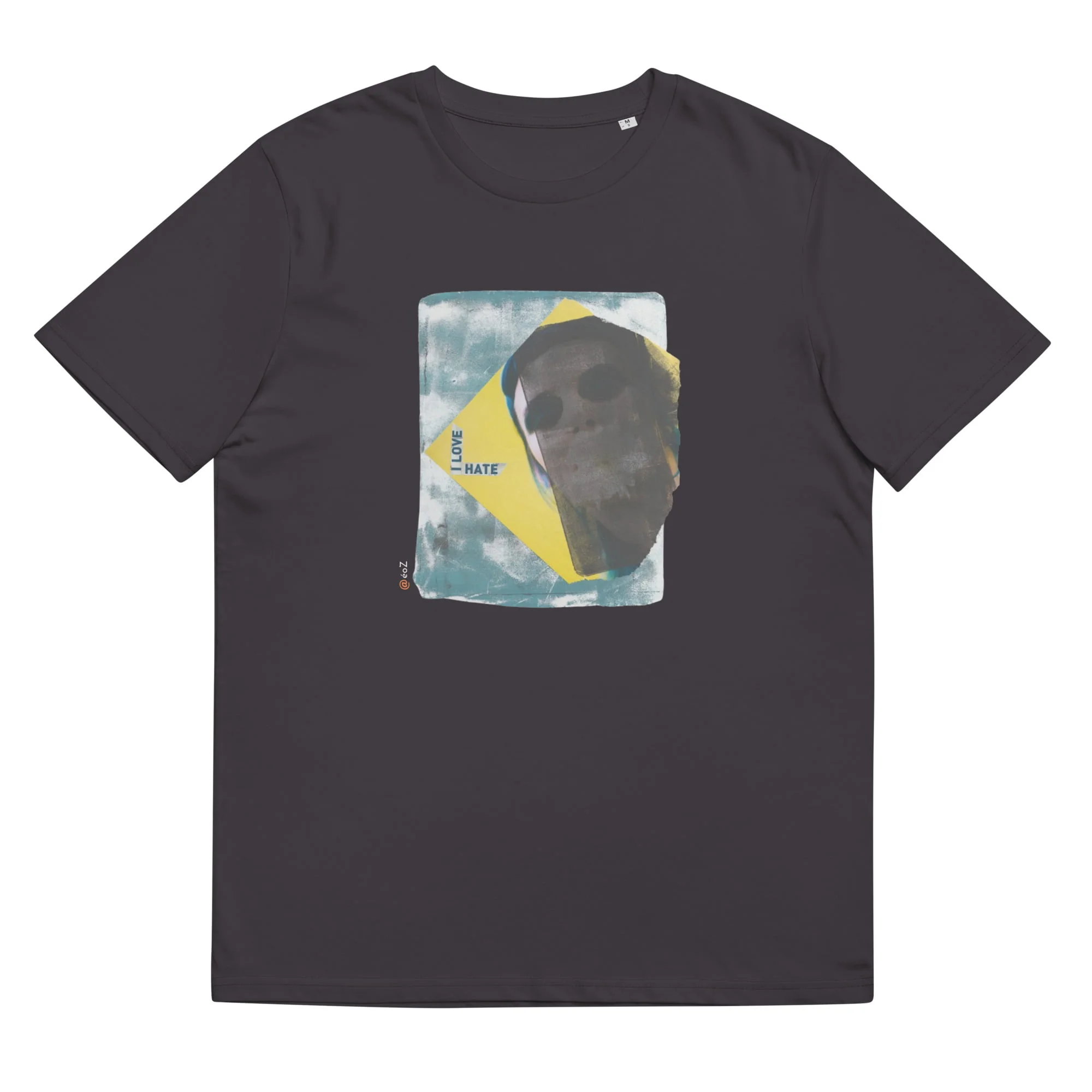 T-shirt unisexe anthracite Eoz Créations Originales « Love Hate » en coton biologique