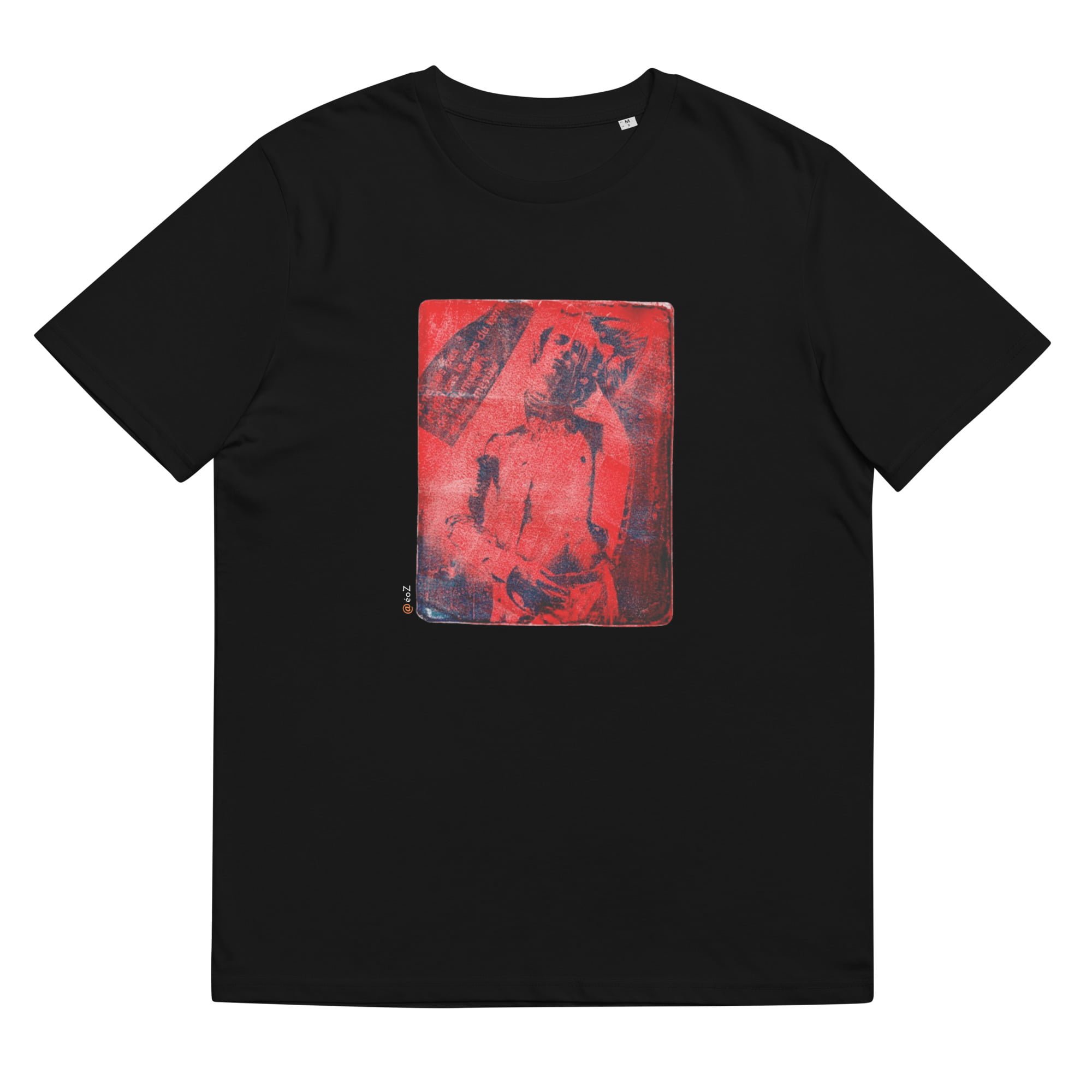 T-shirt unisexe noir Eoz Créations Originales « Boy Rouge » en coton biologique