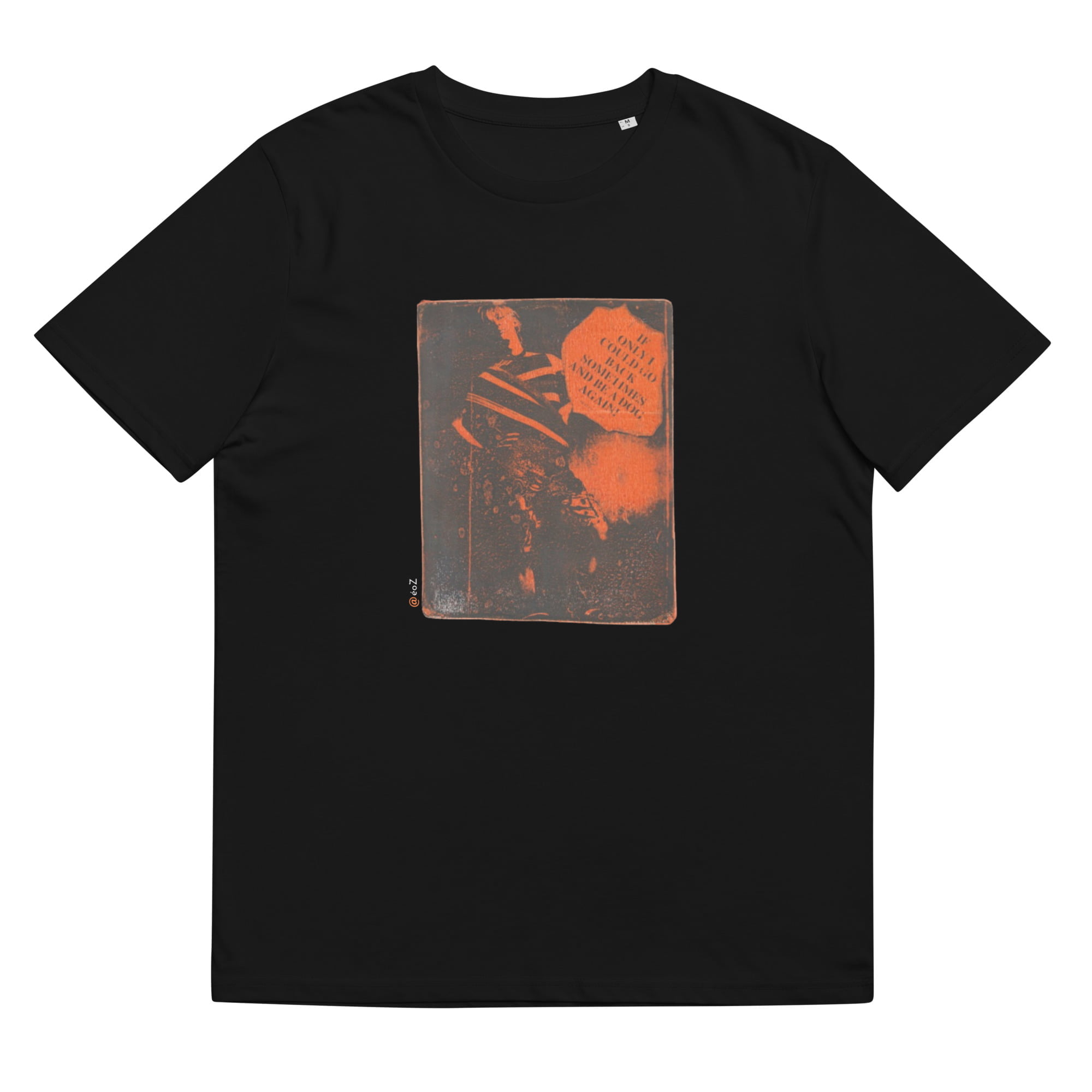 T-shirt unisexe noir Eoz Créations Originales « Boy Orange » en coton biologique