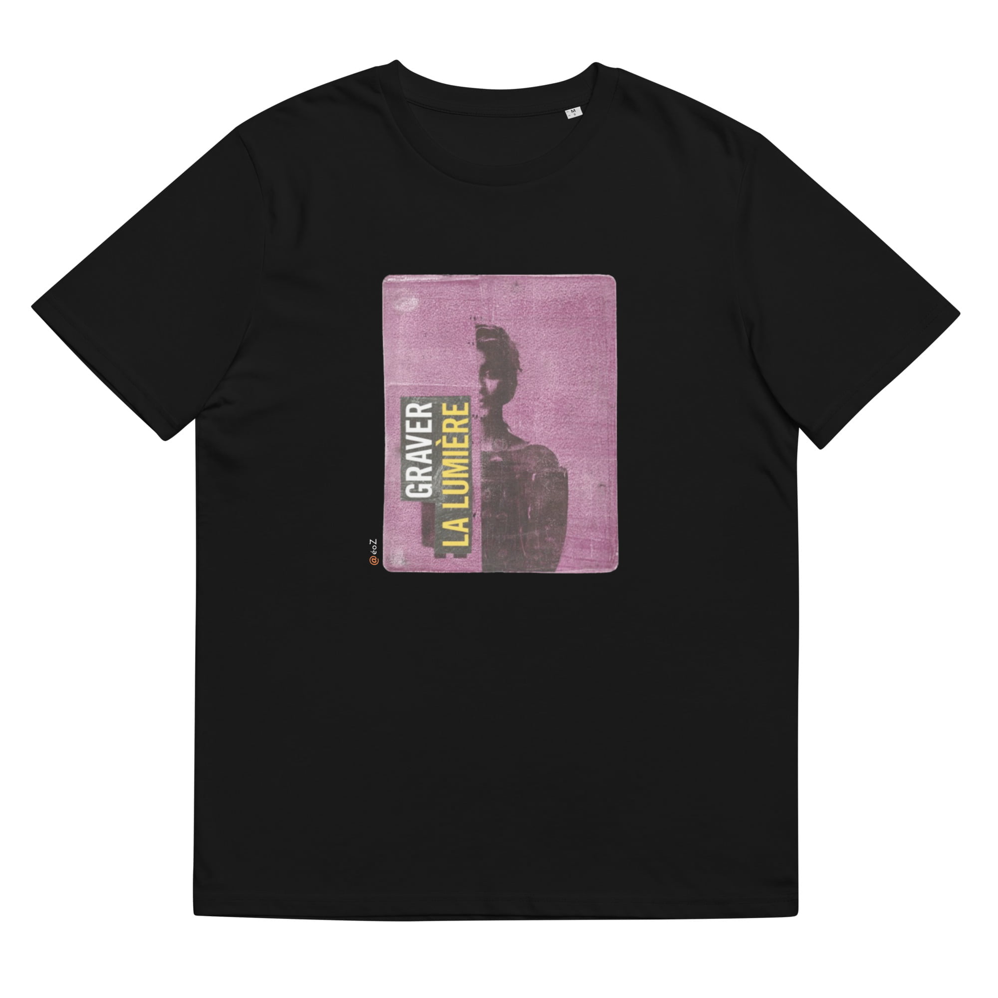T-shirt unisexe noir Eoz Créations Originales « Graver le lumière » en coton biologique