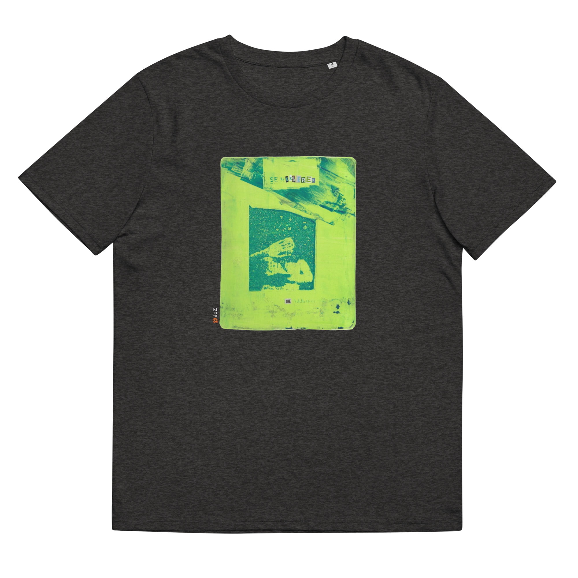 T-shirt unisexe gris foncé Eoz Créations Originales « Addiction » en coton biologique