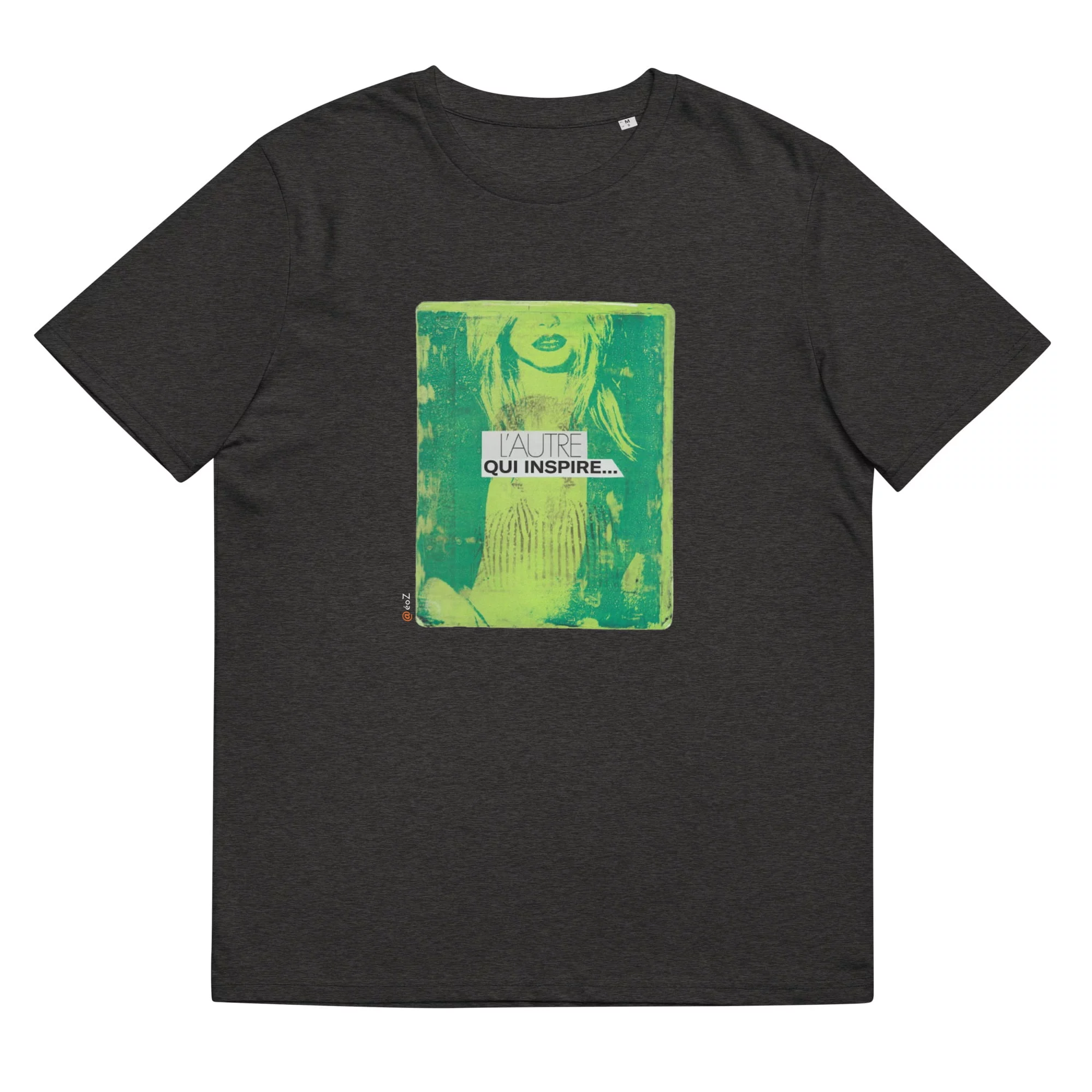 T-shirt unisexe gris foncé Eoz Créations Originales « L’ Autre qui inspire » en coton biologique