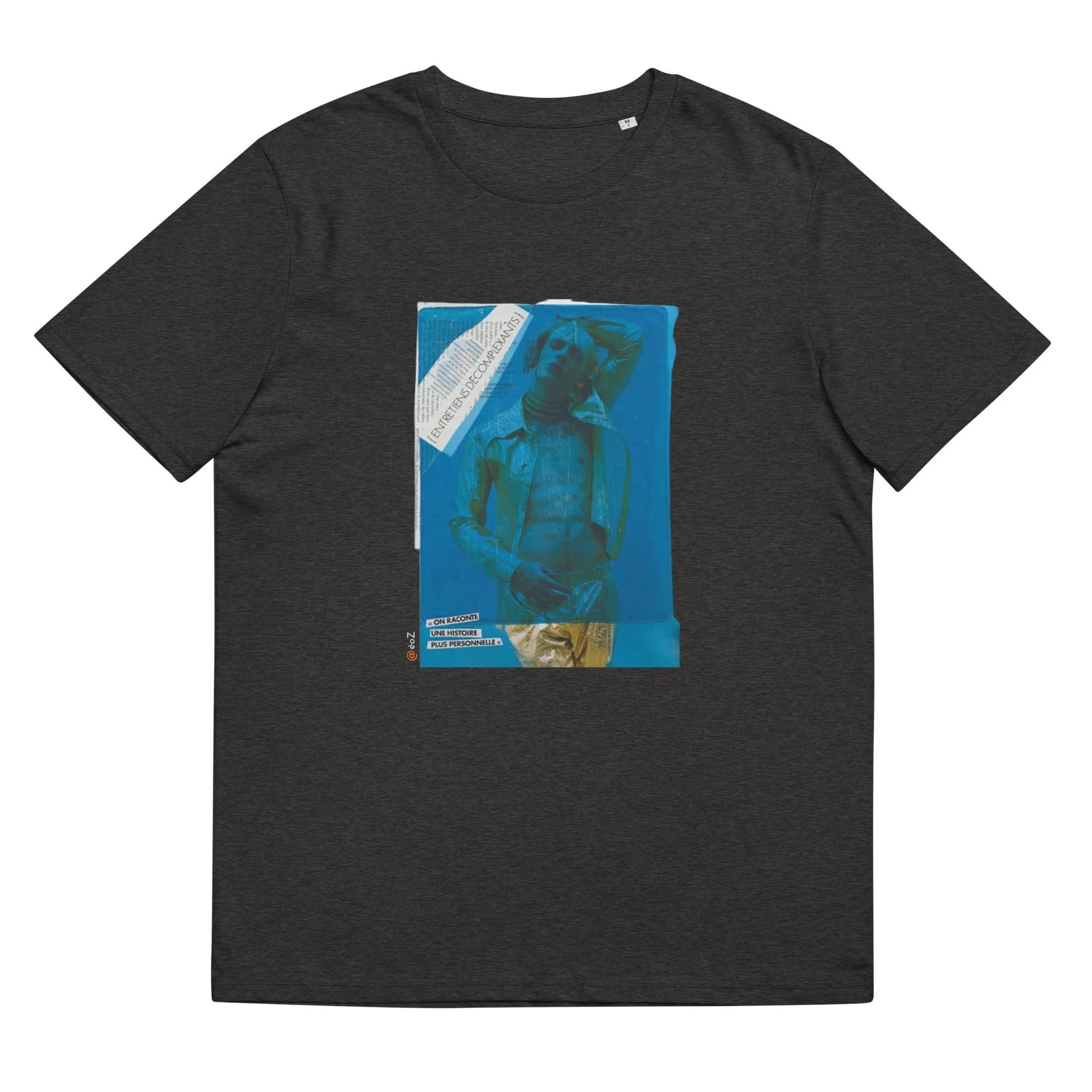 T-shirt unisexe gris foncé Eoz Créations Originales « Boy Bleu » en coton biologique