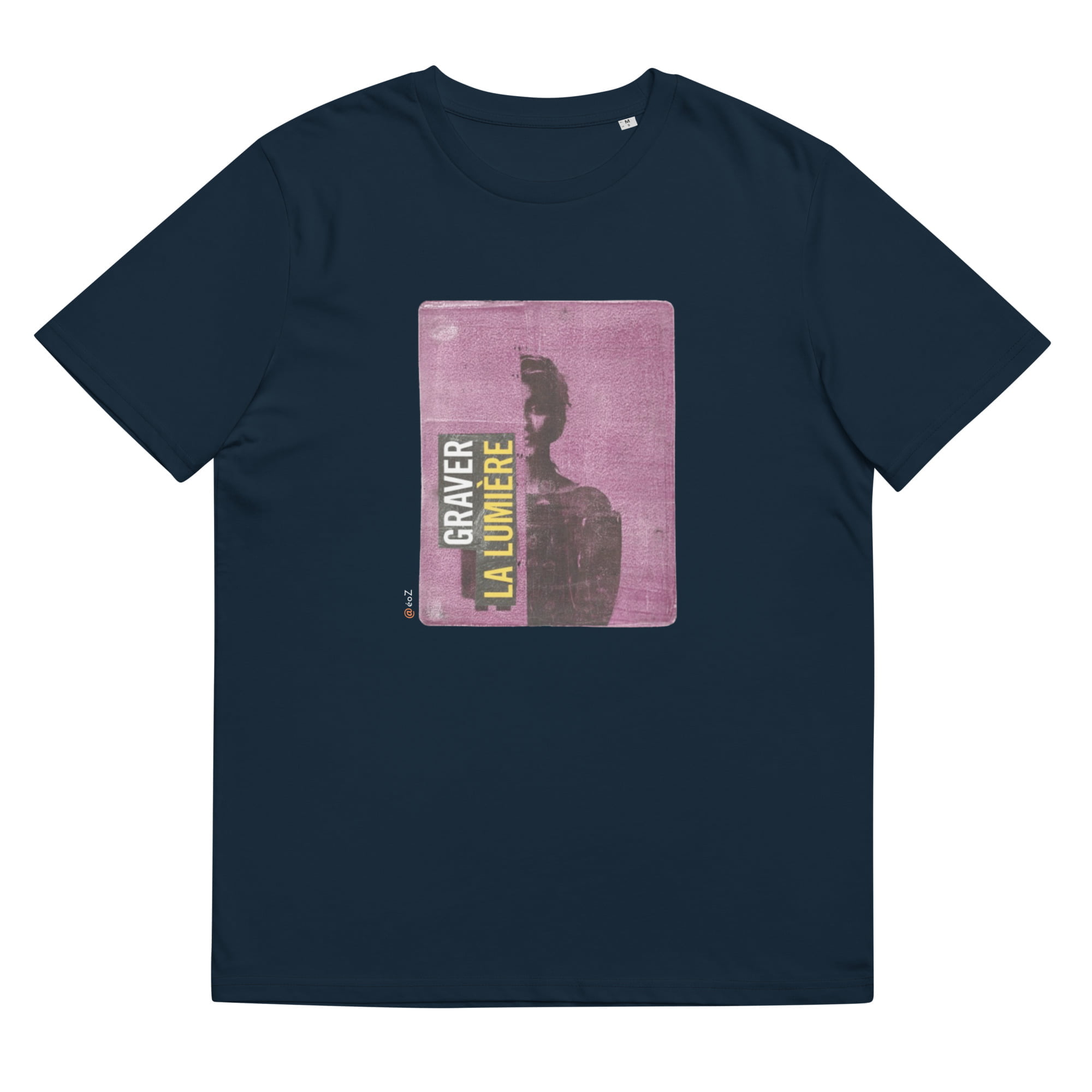 T-shirt unisexe marine Eoz Créations Originales « Graver le lumière » en coton biologique