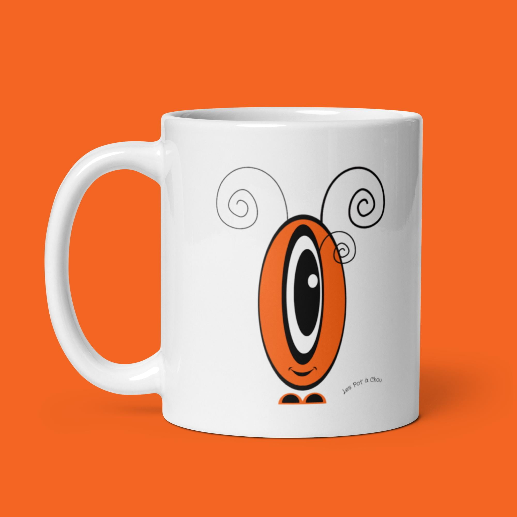 Mug Les Pot' à Chou orange EoZ Créations en céramique blanc