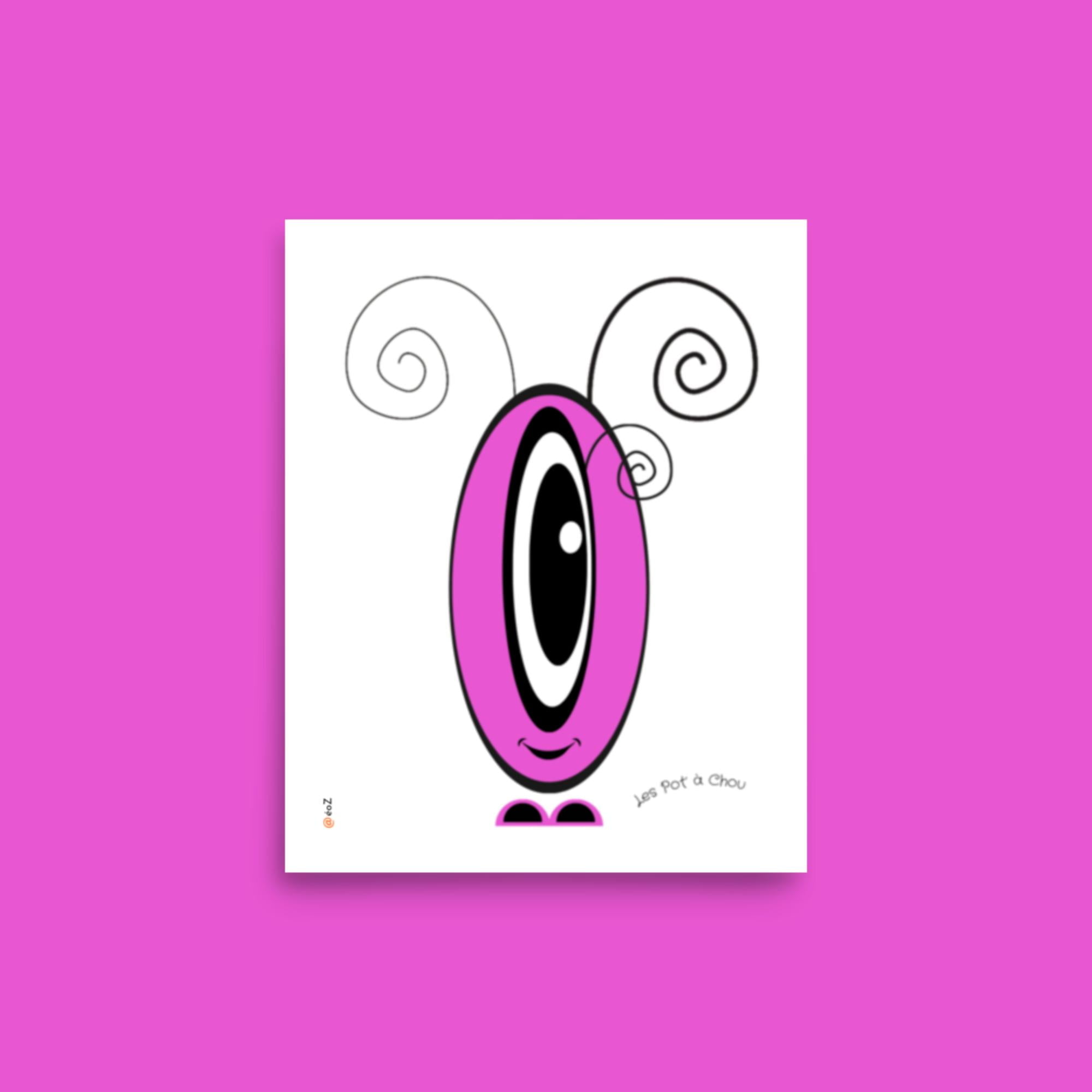 Affiche Pot' à Chou rose