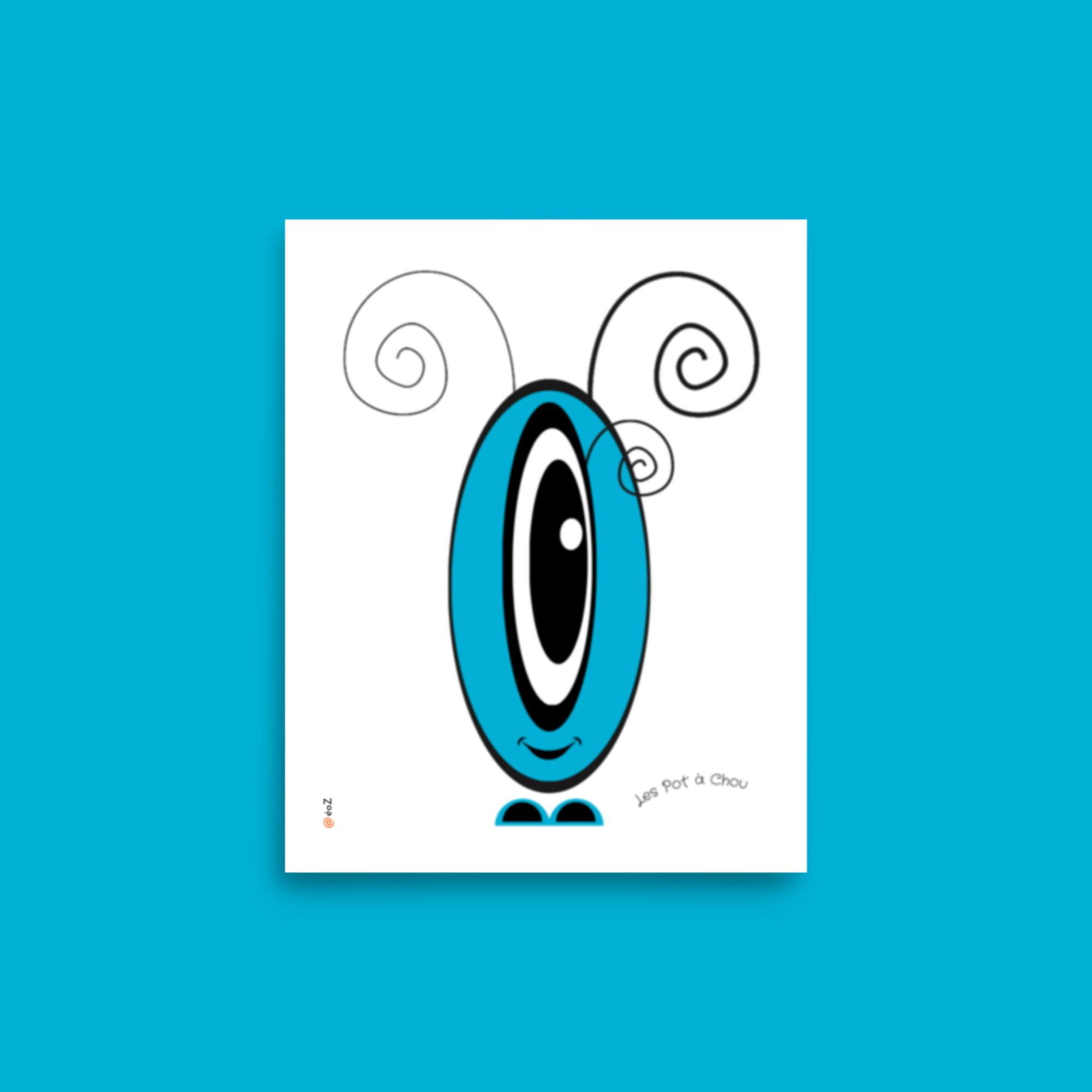 Affiche Pot' à Chou bleu