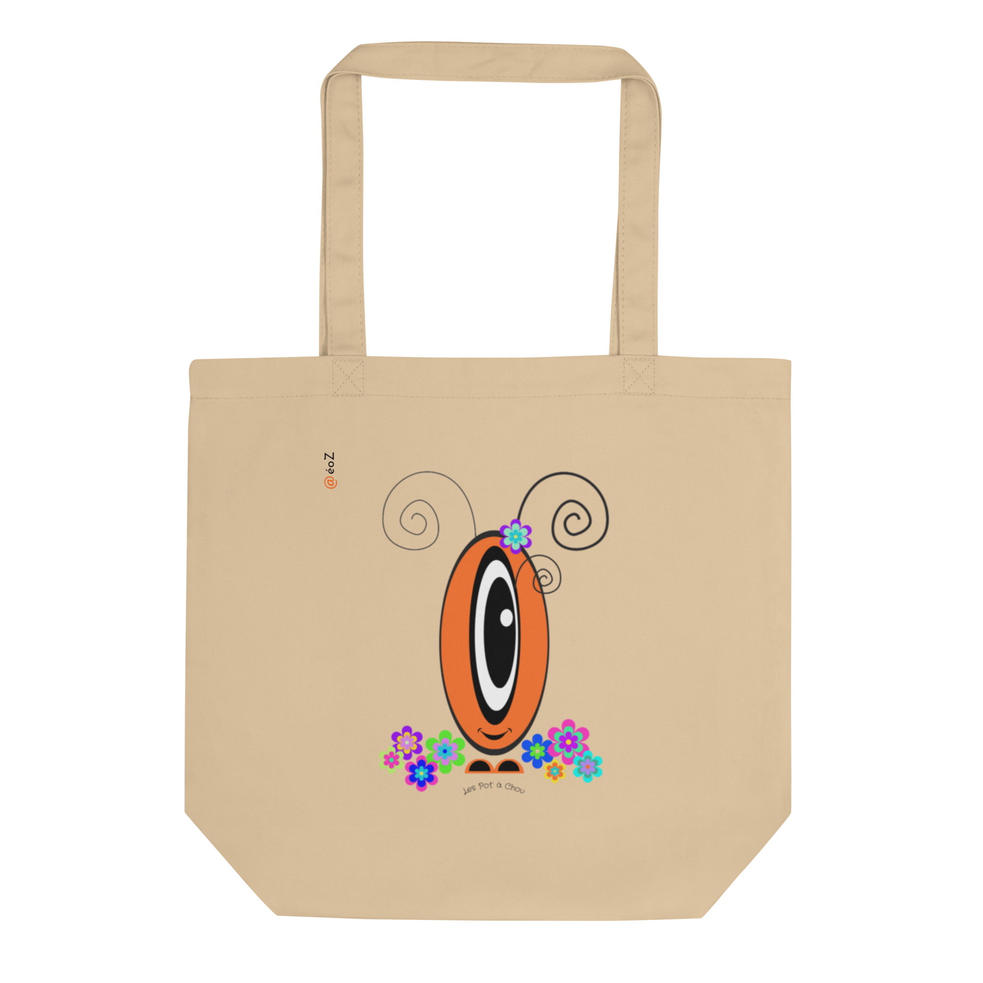 Tote Bag Les Pot’ à Chou fleuri orange en coton Bio