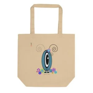 Tote Bag Les Pot’ à Chou fruité gris bleu en coton Bio