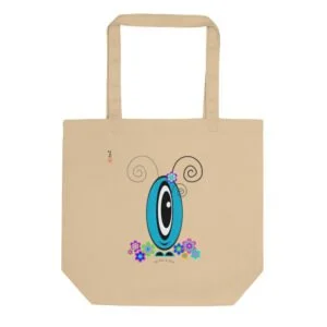 Tote Bag Les Pot’ à Chou fleuri bleu en coton Bio