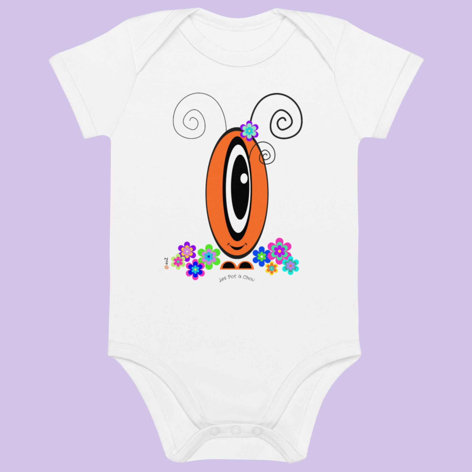 Body Les Pot’ à Chou fleuri orange en coton Bio