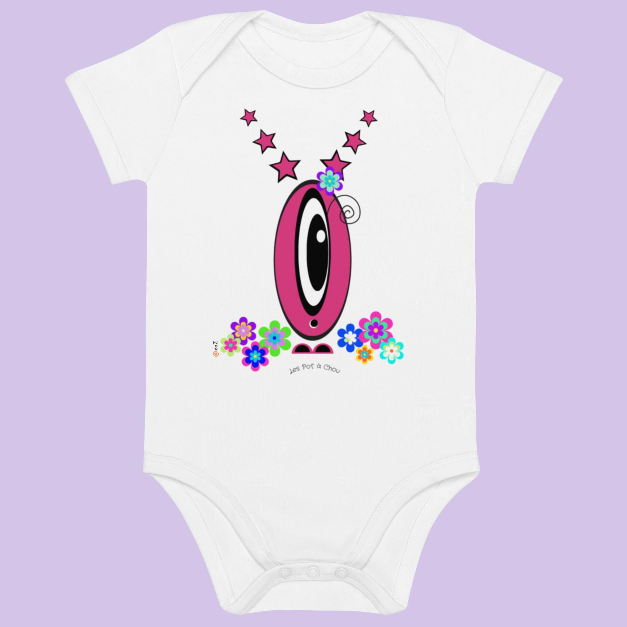 Body Les Pot’ à Chou fleuri Etoile rose en coton Bio