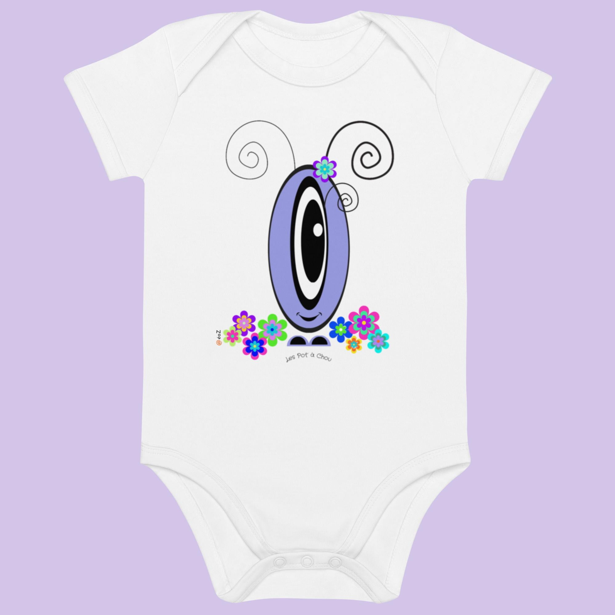 Body Les Pot’ à Chou fleuri mauve en coton Bio