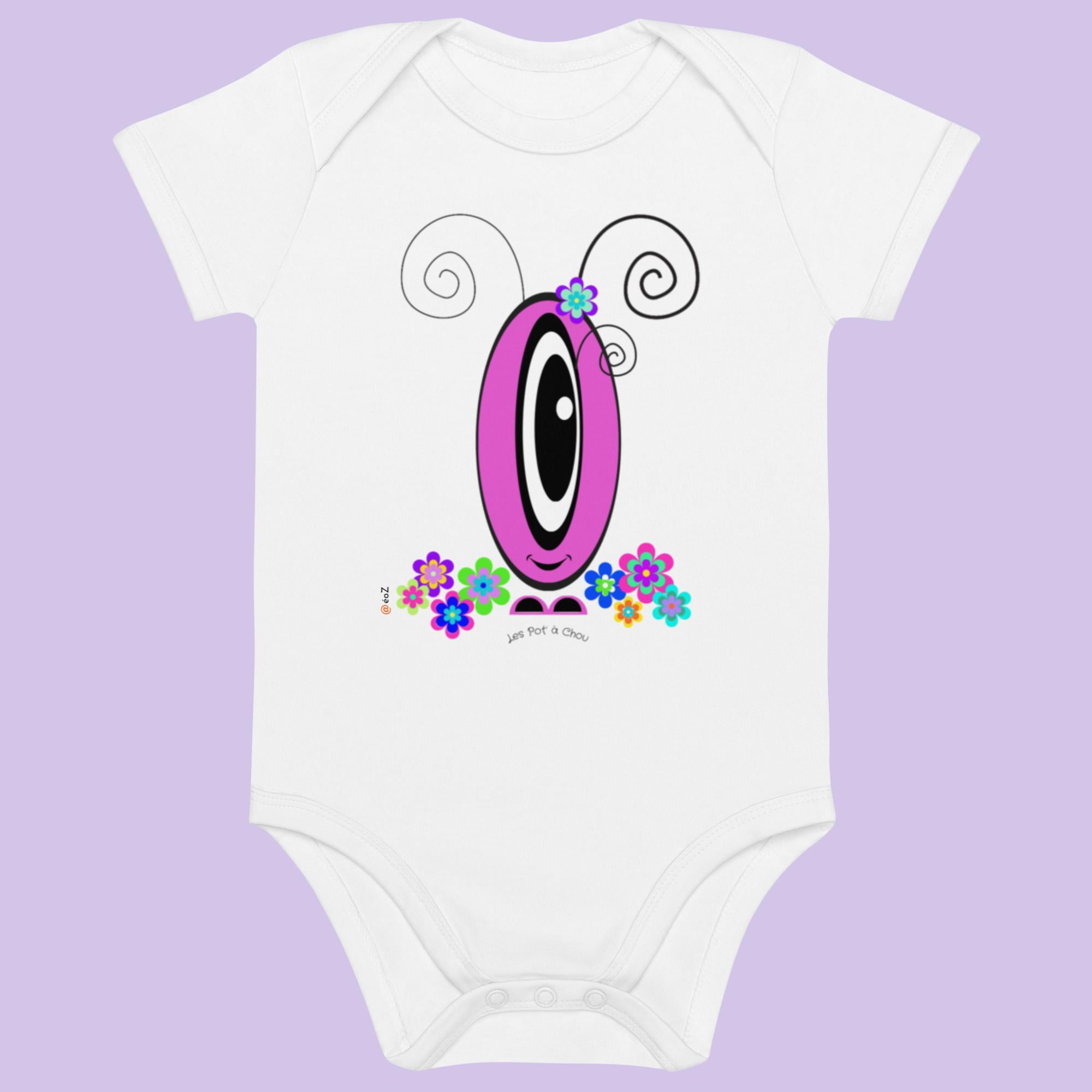 Body Les Pot’ à Chou fleuri rose en coton Bio