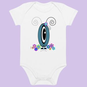 Body Les Pot’ à Chou fleuri gris bleu en coton Bio