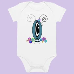 Body Les Pot’ à Chou fleuri gris bleu en coton Bio