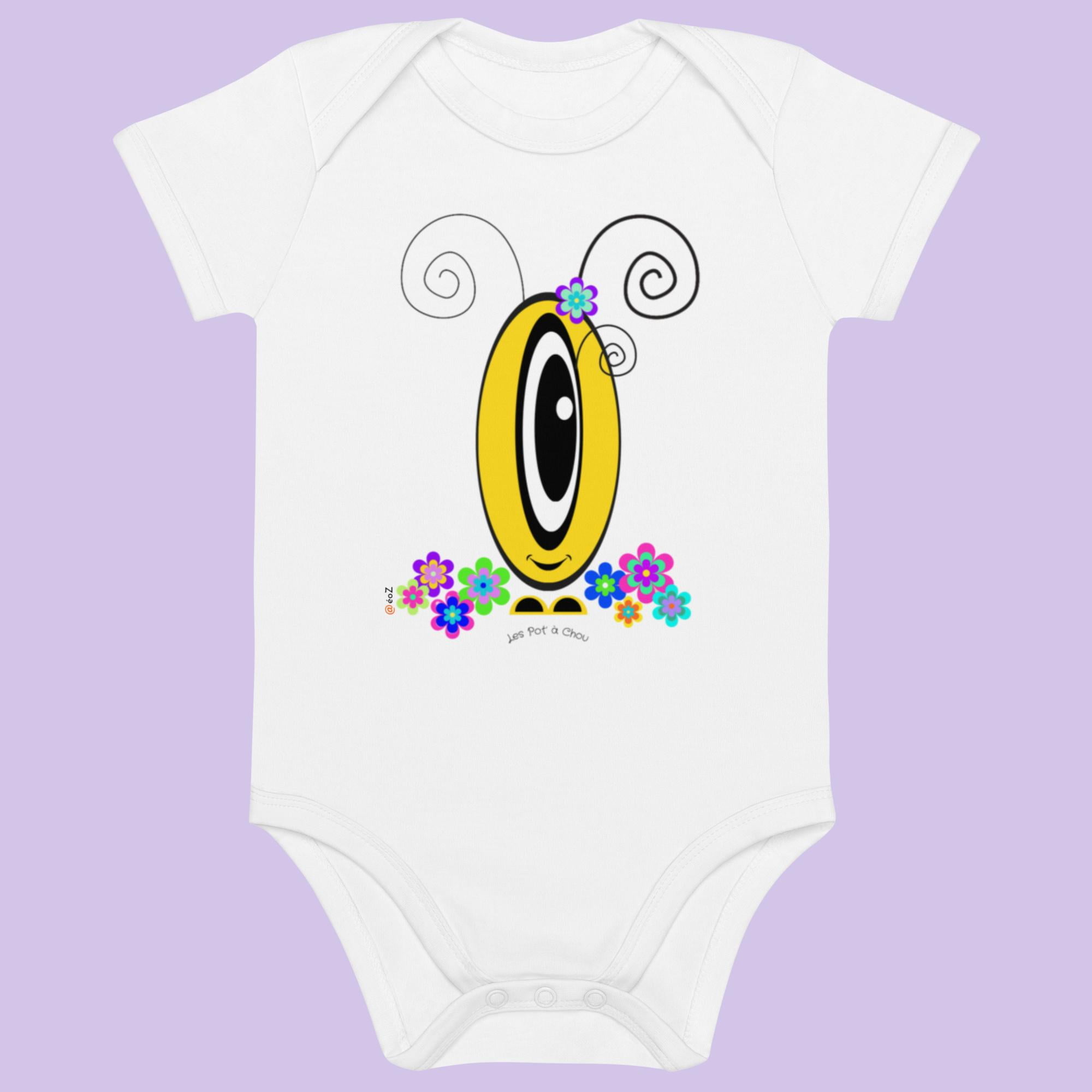 Body Les Pot’ à Chou fleuri jaune en coton Bio