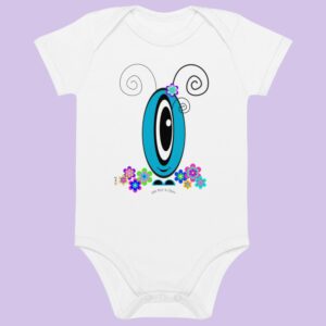 Body Les Pot’ à Chou fleuri bleu en coton Bio