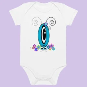 Body Les Pot’ à Chou fleuri bleu en coton Bio