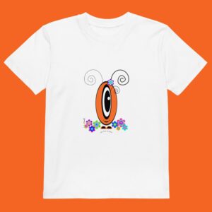 T-shirt Les Pot’ à Chou fleuri orange en coton Bio