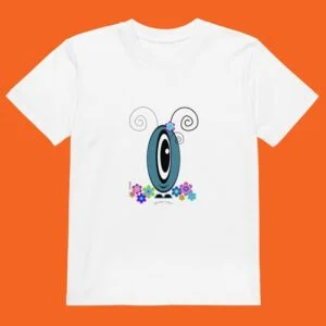 T-shirt Les Pot’ à Chou fleuri gris bleu en coton Bio