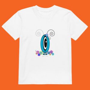 T-shirt Les Pot’ à Chou fleuri bleu en coton Bio