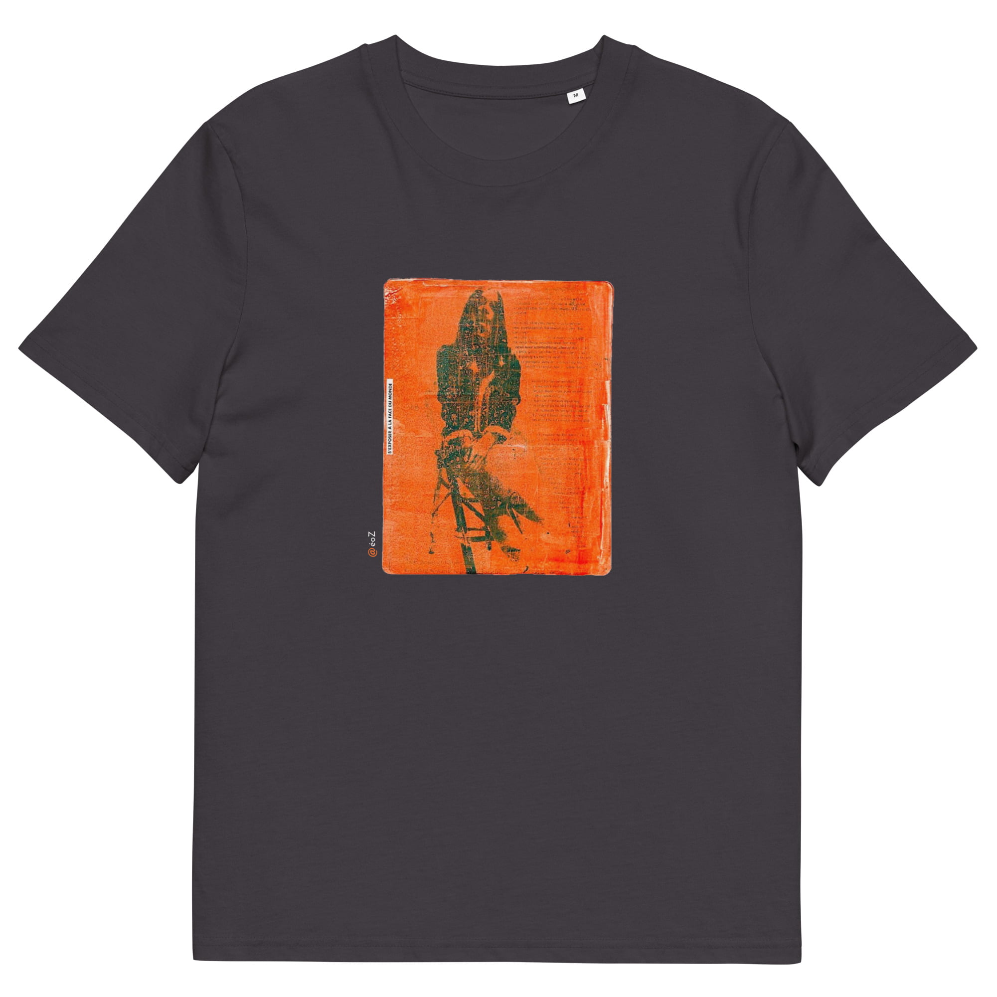 T-shirt unisexe anthracite Eoz Créations Originales « S'exposer à la face du Monde » en coton biologique