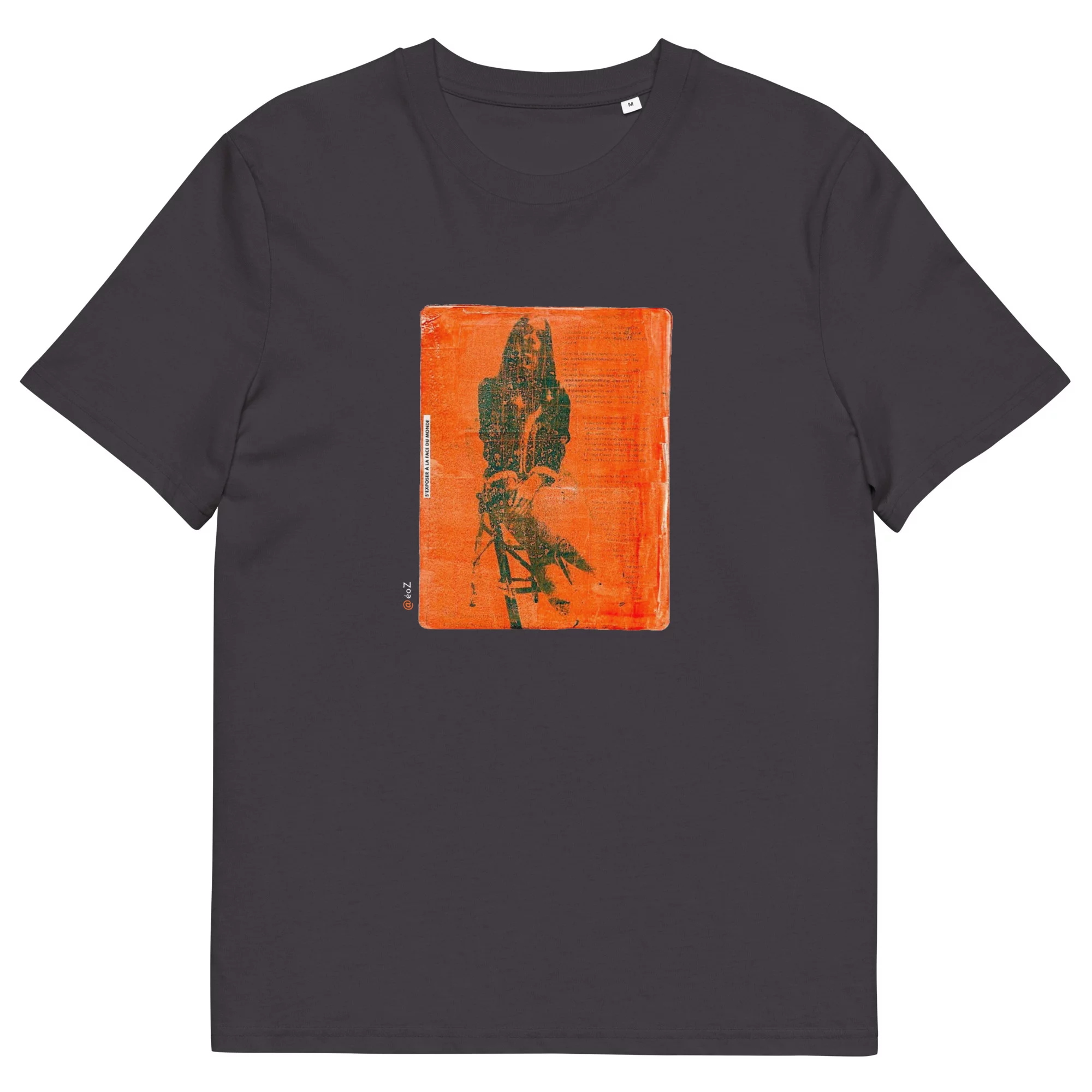 T-shirt unisexe anthracite Eoz Créations Originales « S'exposer à la face du Monde » en coton biologique