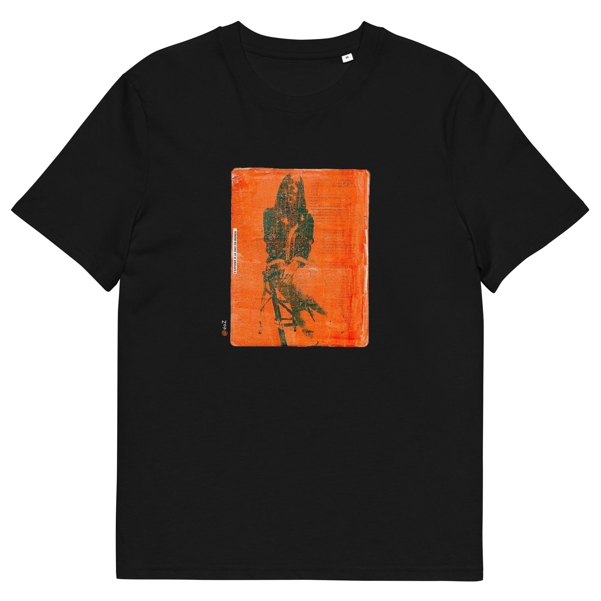T-shirt unisexe noir Eoz Créations Originales « S'exposer à la face du Monde » en coton biologique