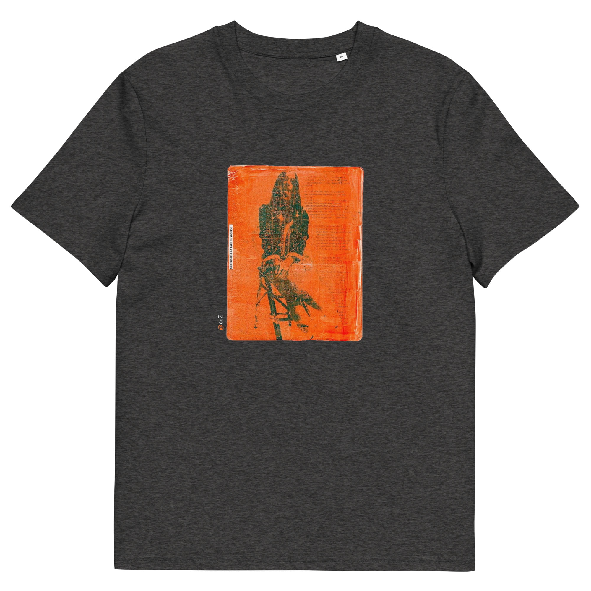 T-shirt unisexe gris foncé Eoz Créations Originales « S'exposer à la face du Monde » en coton biologique