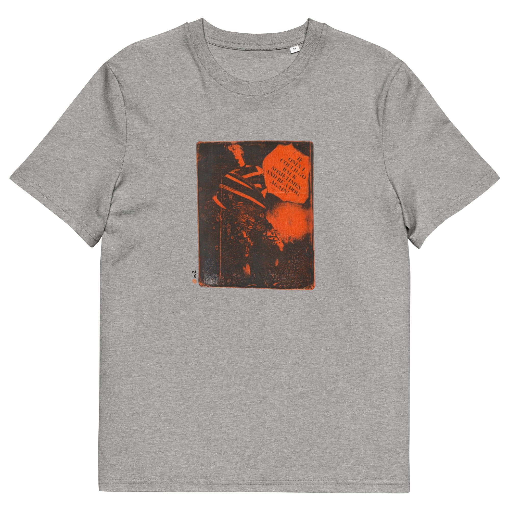 T-shirt unisexe gris clair Eoz Créations Originales « Boy Orange » en coton biologique