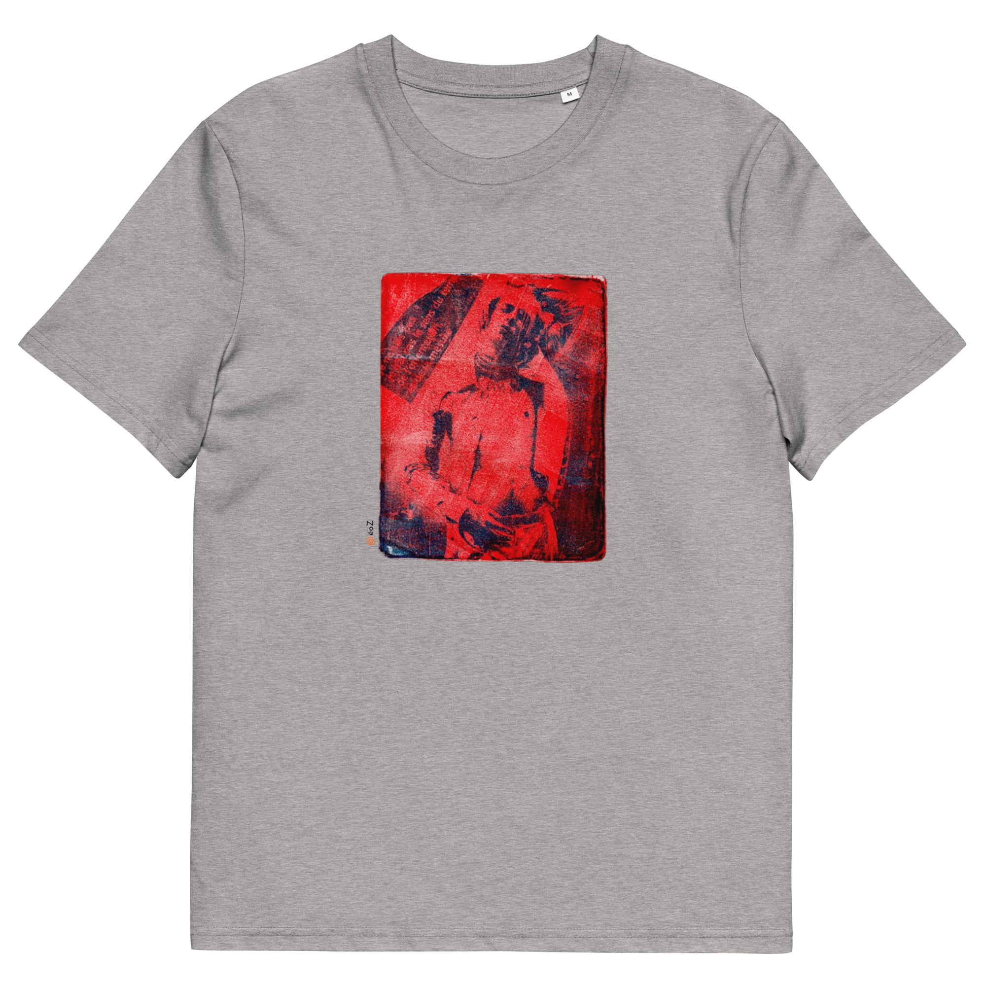 T-shirt unisexe gris clair Eoz Créations Originales « Boy Rouge » en coton biologique