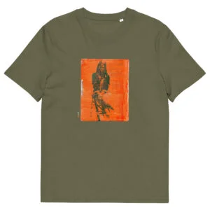 T-shirt unisexe kaki Eoz Créations Originales « S'exposer à la face du Monde » en coton biologique