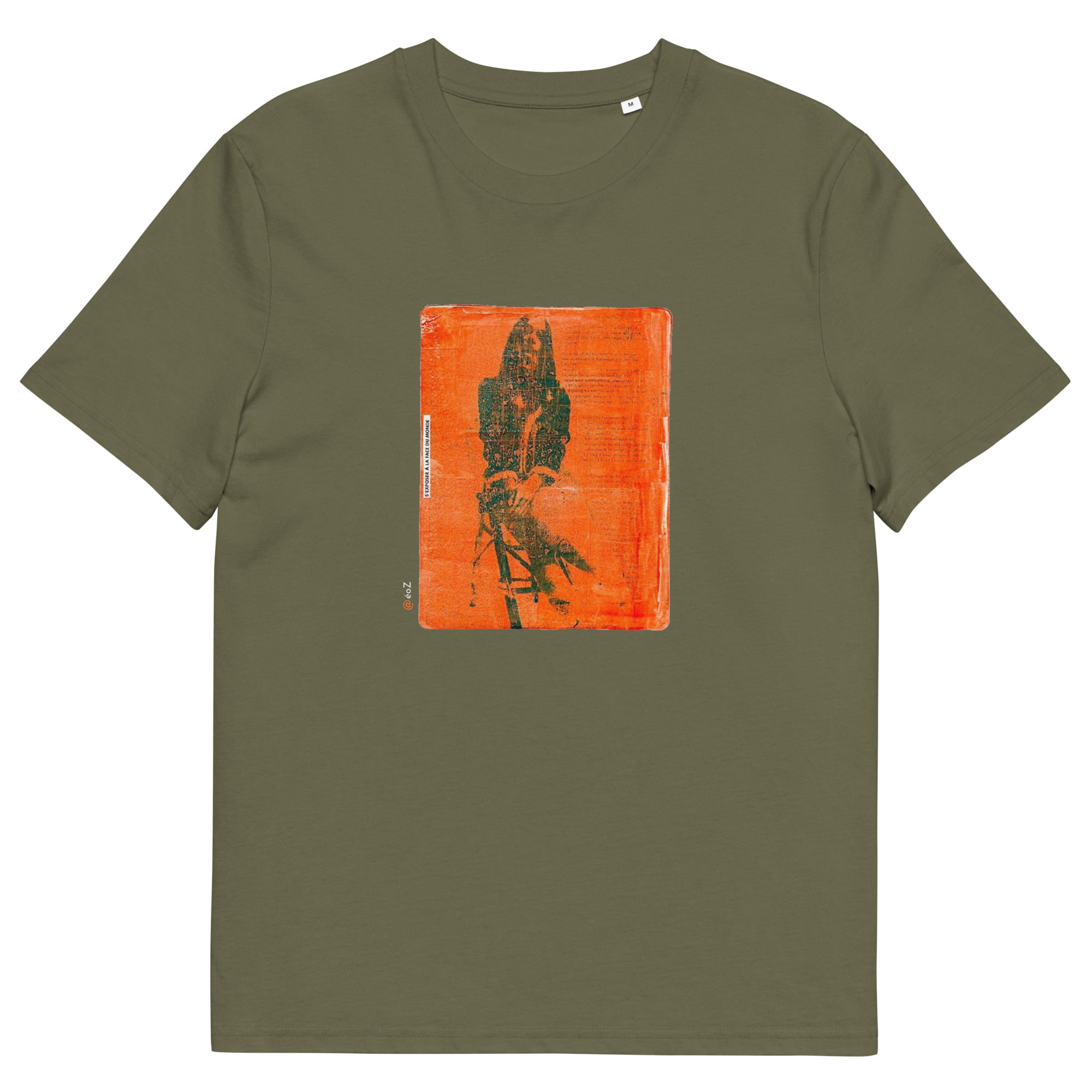 T-shirt unisexe kaki Eoz Créations Originales « S'exposer à la face du Monde » en coton biologique
