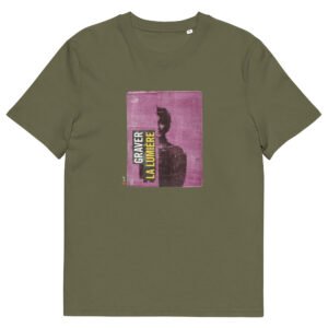 T-shirt unisexe kaki Eoz Créations Originales « Graver le lumière » en coton biologique