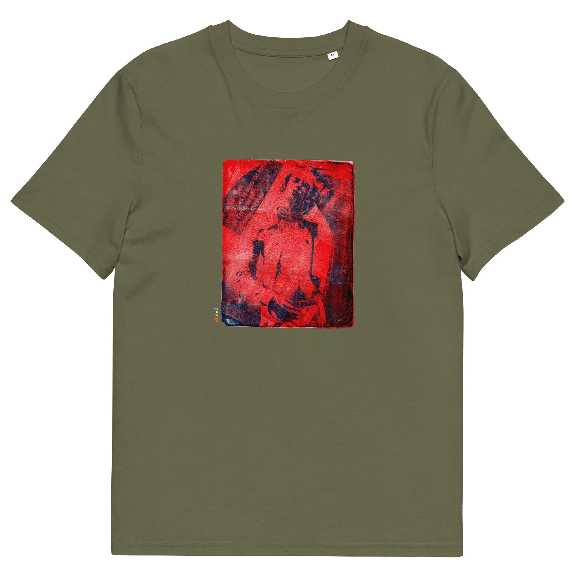 T-shirt unisexe kaki Eoz Créations Originales « Boy Rouge » en coton biologique