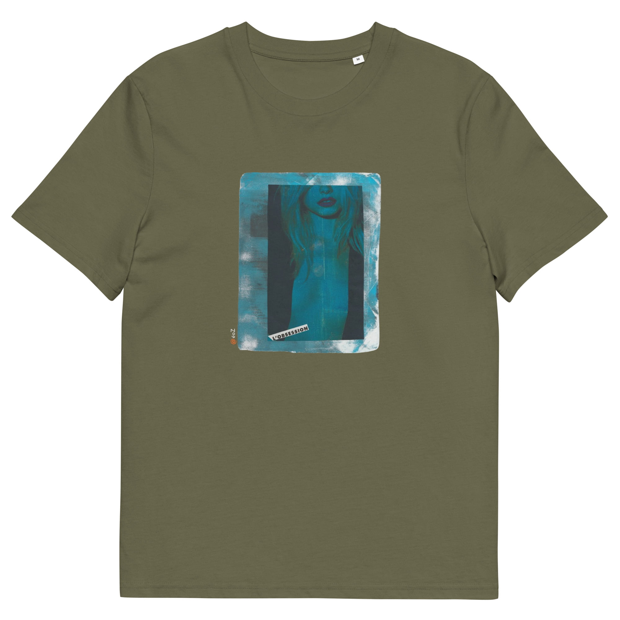 T-shirt unisexe kaki Eoz Créations Originales « L’ Obsession » en coton biologique