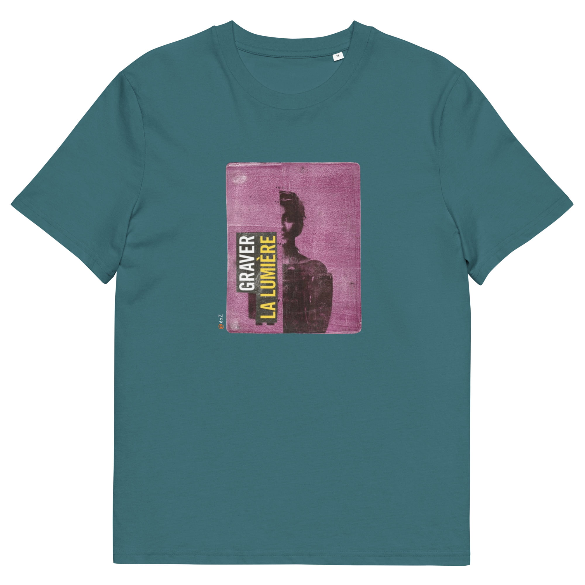 T-shirt unisexe vert Eoz Créations Originales « Graver le lumière » en coton biologique