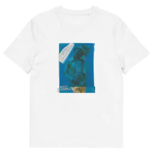 T-shirt unisexe blanc Eoz Créations Originales « Boy Bleu » en coton biologique