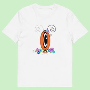 T-shirt unisexe blanc Les Pot’ à Chou fleuri orange en coton biologique