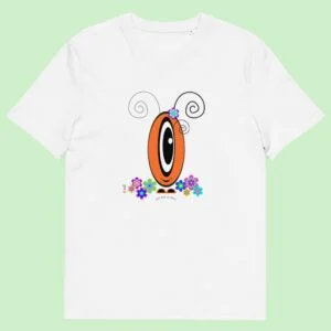T-shirt unisexe blanc Les Pot’ à Chou fleuri orange en coton biologique