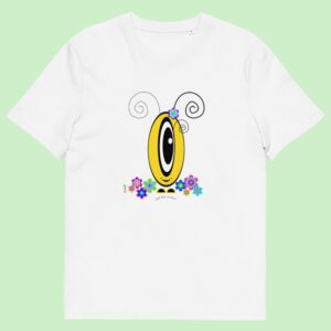 T-shirt unisexe blanc Les Pot’ à Chou fleuri jaune en coton Bio
