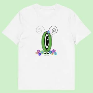 T-shirt unisexe blanc Les Pot’ à Chou fleuri vert en coton Bio
